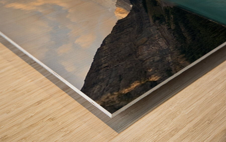 Lake Louise alpenglow reflection Wood print