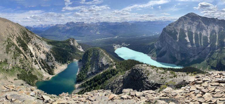 Lake Agnes, Big Beehive and Lake Louise from Devil's Thumb