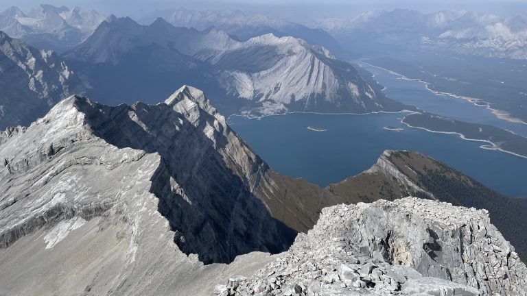 Sarrail Ridge, Upper and Lower Kananaskis Lakes from Mount Sarrail summit