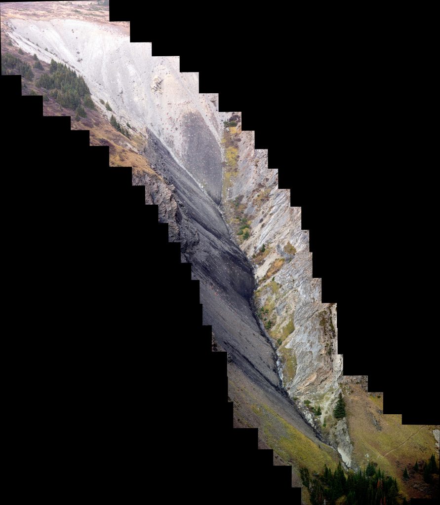 Gully descending from Opal Ridge South col to Grizzly Creek, as seen from Grizzly Peak side